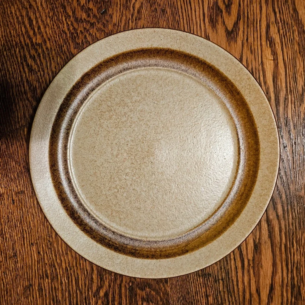 Pottery Craft‎ USA Stoneware Dinner Plate Brown Tan Speckled Mid Century Modern